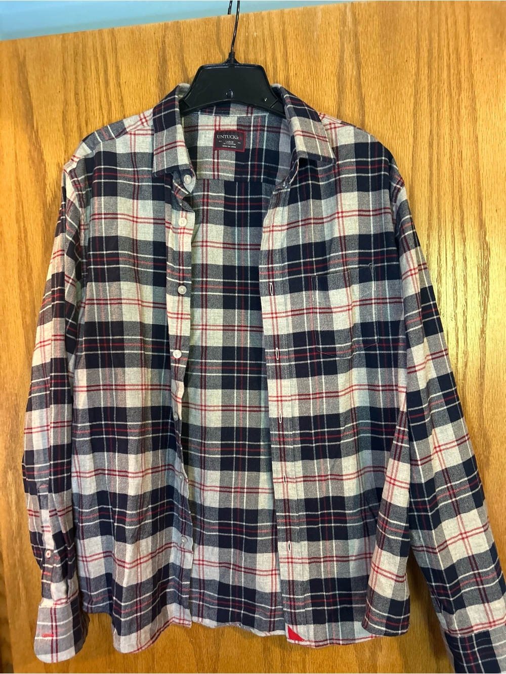 UNTUCKit Men’s Plaid Flannel Button Front Shirt Long Sleeve Blue Large - Picture 7 of 12